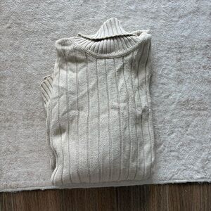 Cream Ribbed Knit Sweater